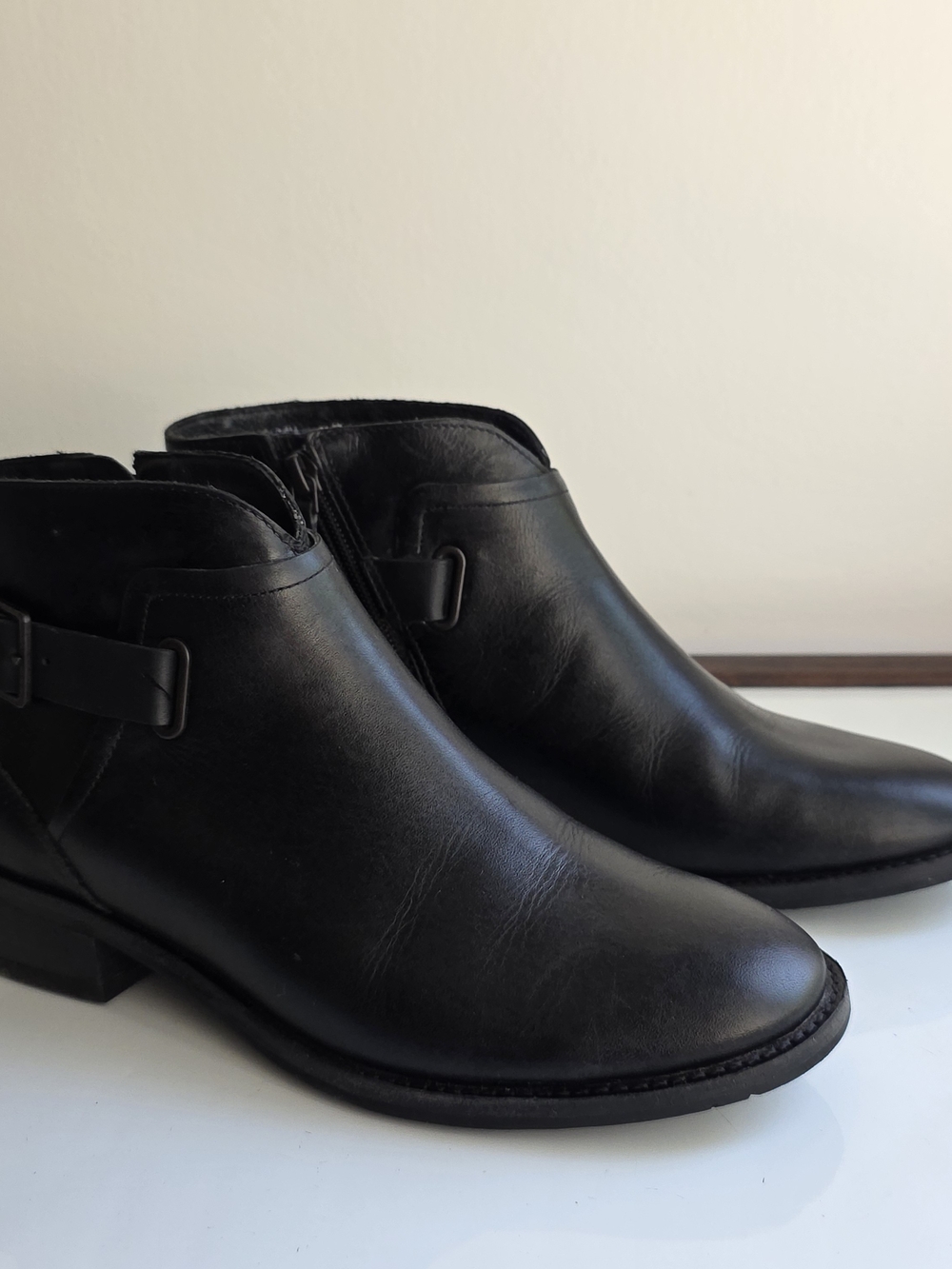 UGG Black Leather Ankle Booties Barnett Ankle  Detailed With A Wraparound NWT.
